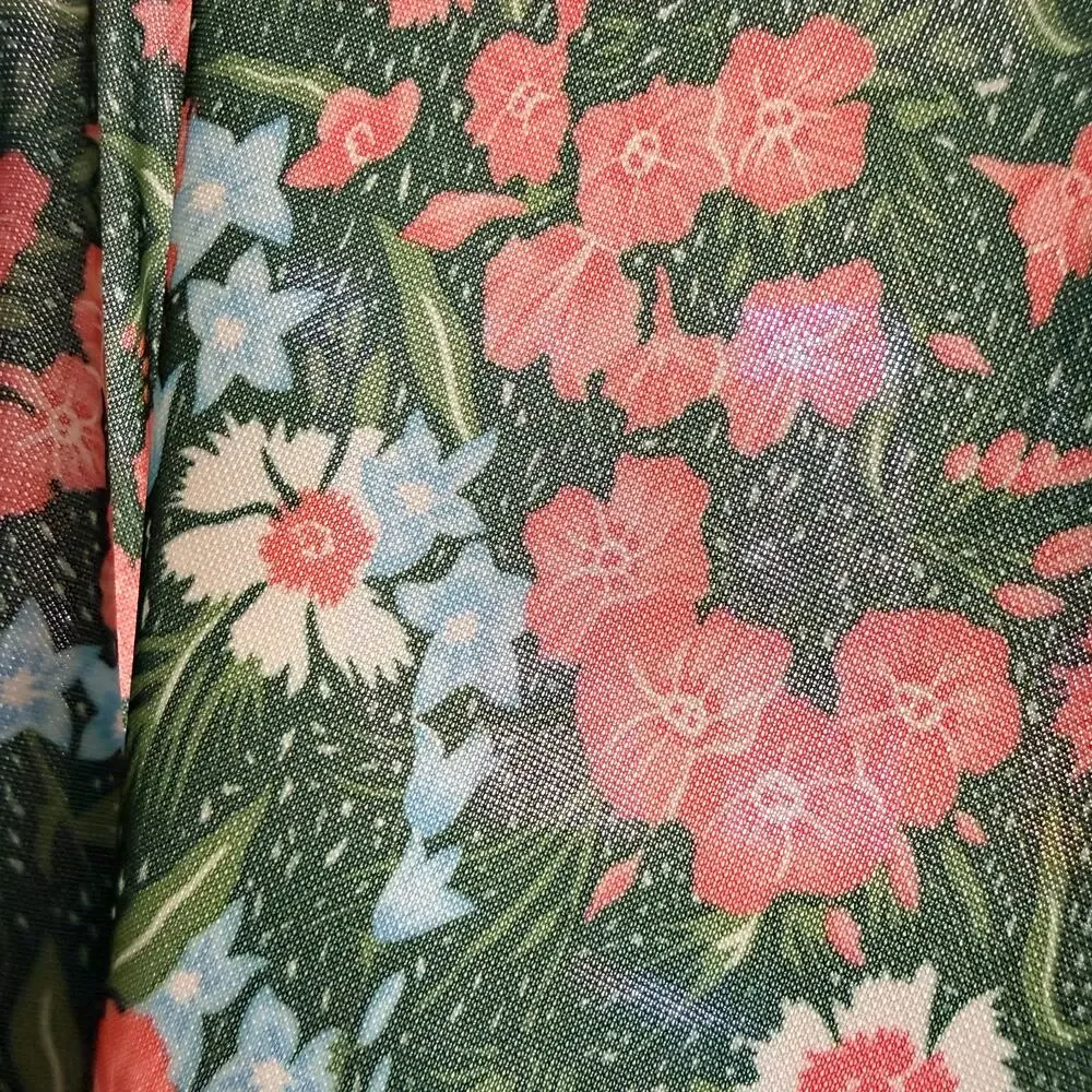 Vintage Fabric Floral Polyester 4 yards x 122” Green Pink Blue